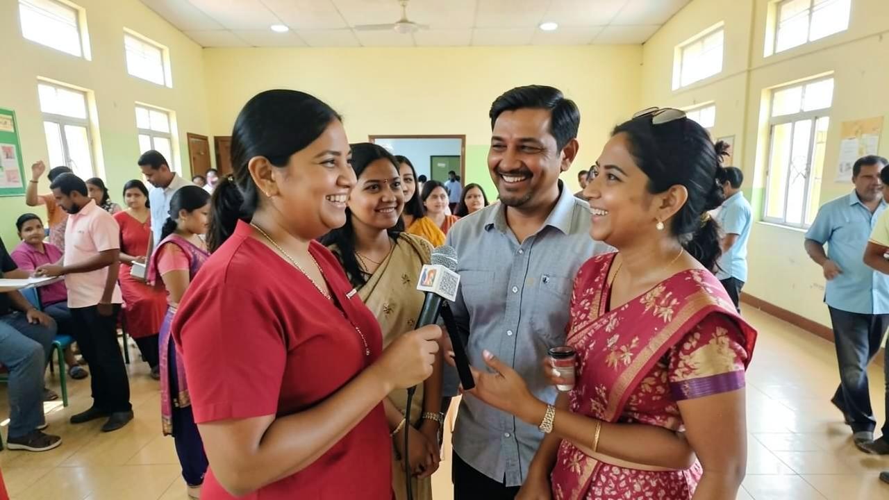 Brighton parents being interviewed at a school event