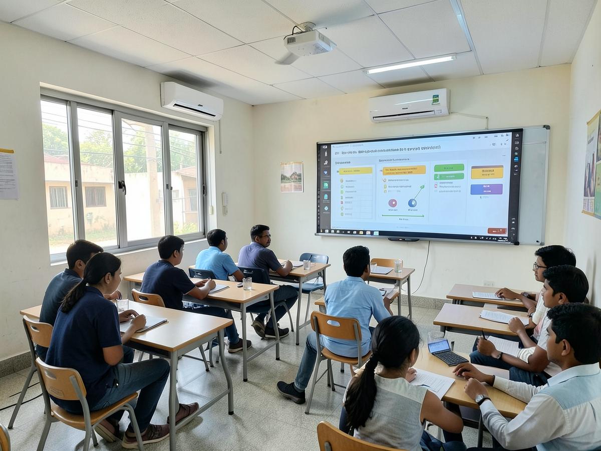A smart classroom with an interactive board